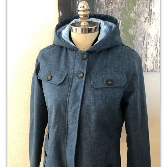 WOOLRICH 15131 Majolica Blue Heather Hooded Full Zip Jacket Womens SIZE SMALL - Picture 1 of 11